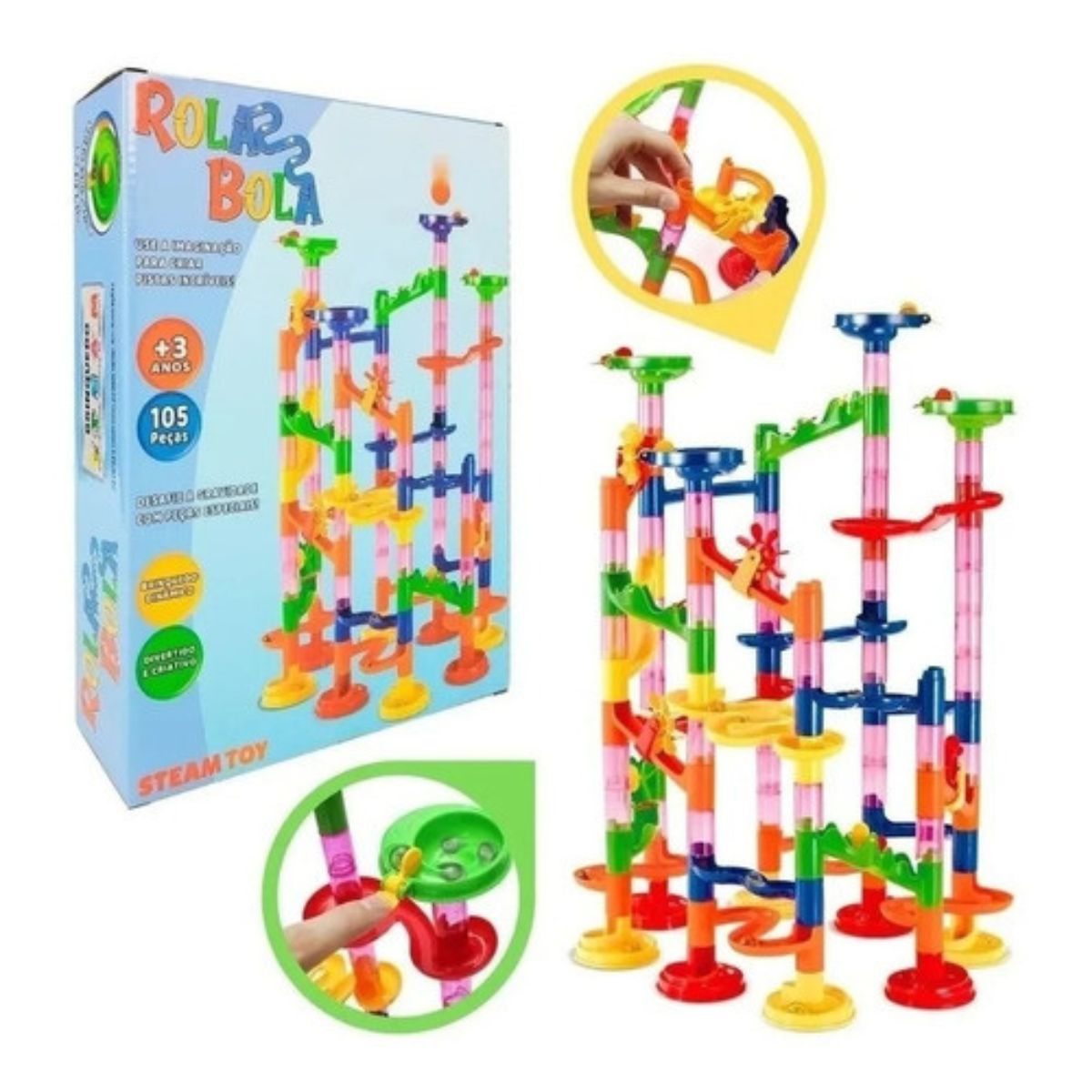Pista De Corrida Para Bolinha Rola Bolas 105 Pçs - Steam Toy Pista De Corrida Para Bolinha Rola Bolas 105 Pçs - Steam Toy